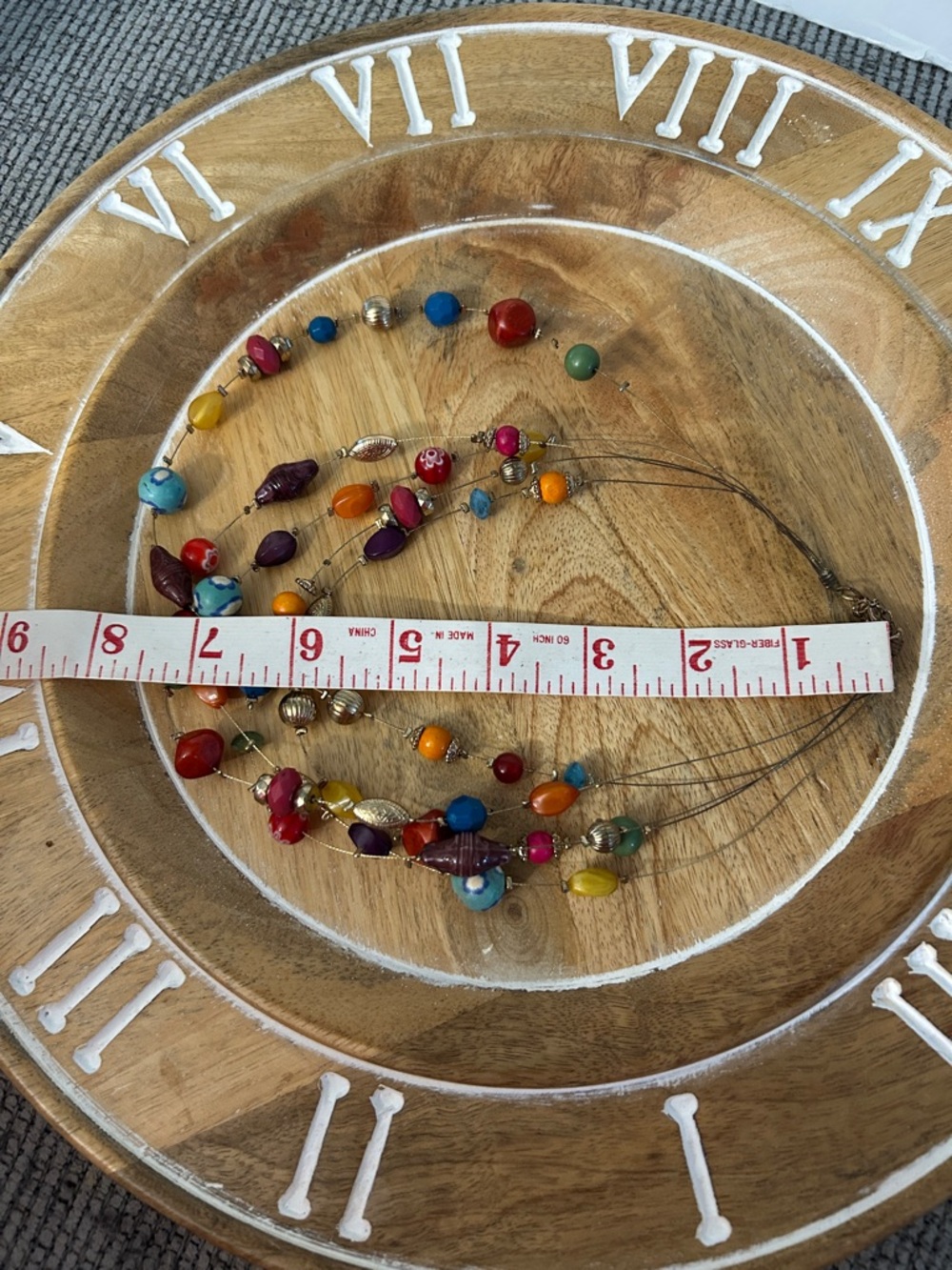 Multicolor Beaded Statement Necklace on memory wire - Picture 7 of 8